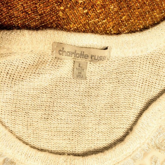 Charlotte Russe White Shimmer Sweater - Picture 5 of 5